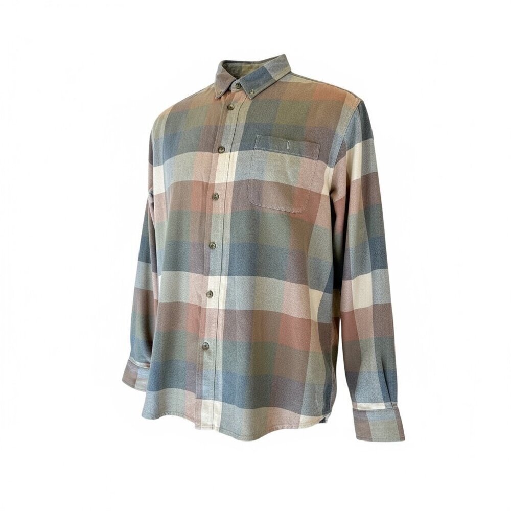Bob Timberlake Men's Autumn Check Colorblock Cotton Flannel Shirt Size XL